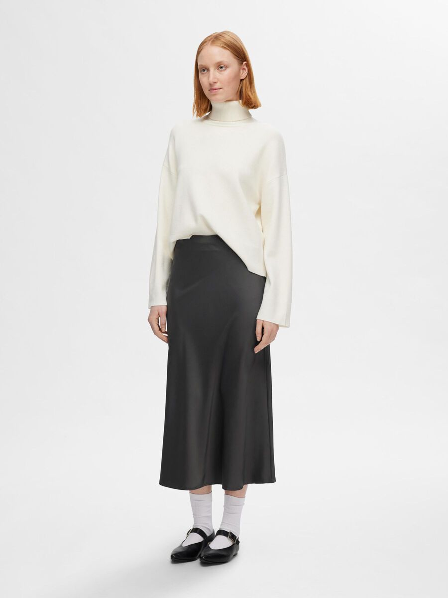 Lena Satin Midi Skirt - Volcanic Ash