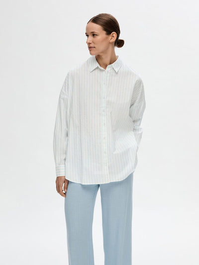 Dina - Sanni Striped Shirt - White/Serenity Stripe