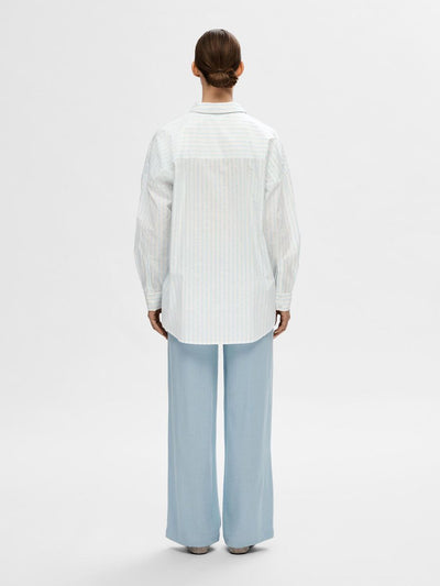 Dina - Sanni Striped Shirt - White/Serenity Stripe