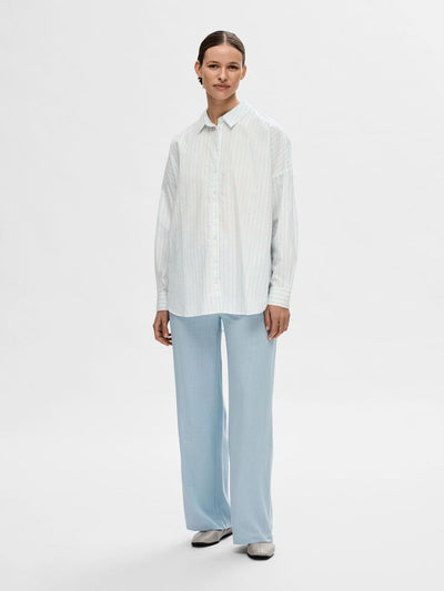 Dina - Sanni Striped Shirt - White/Serenity Stripe