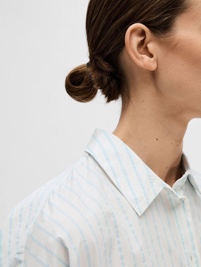 Dina - Sanni Striped Shirt - White/Serenity Stripe