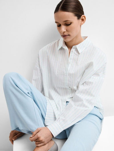 Dina - Sanni Striped Shirt - White/Serenity Stripe