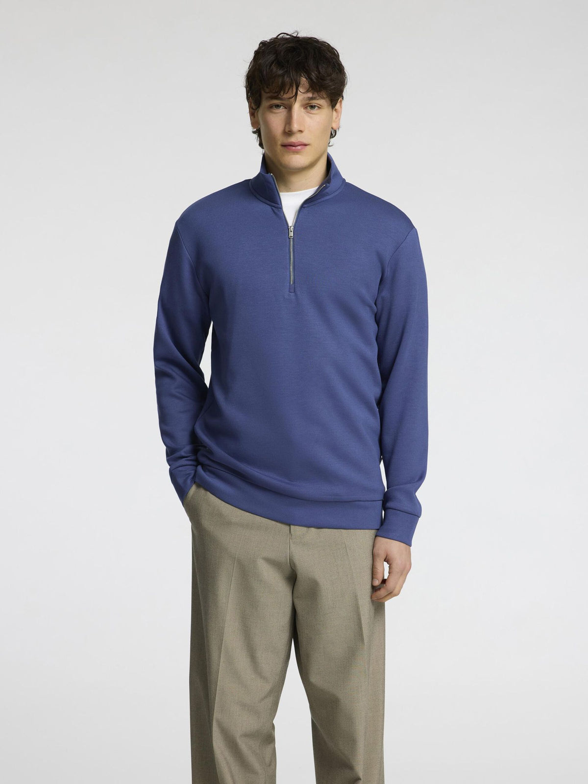 Manuel Soft Zip High Neck Sweat - Oceana