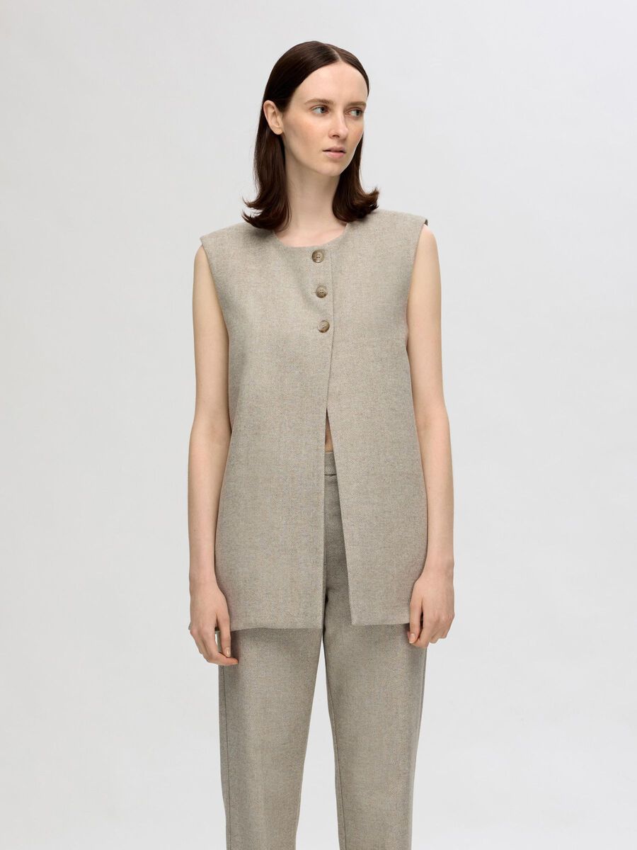 Vivie Vest - Sandshell/Herringbone