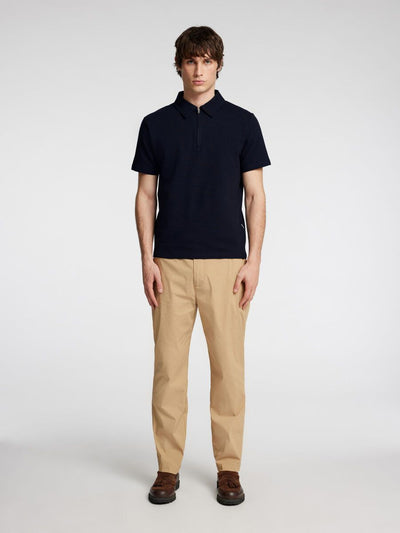 Sander Seersucker Zip Polo - Sky Captain