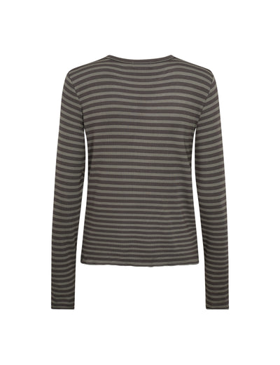 Ika 11 Blouse - Green/Grey Stripes