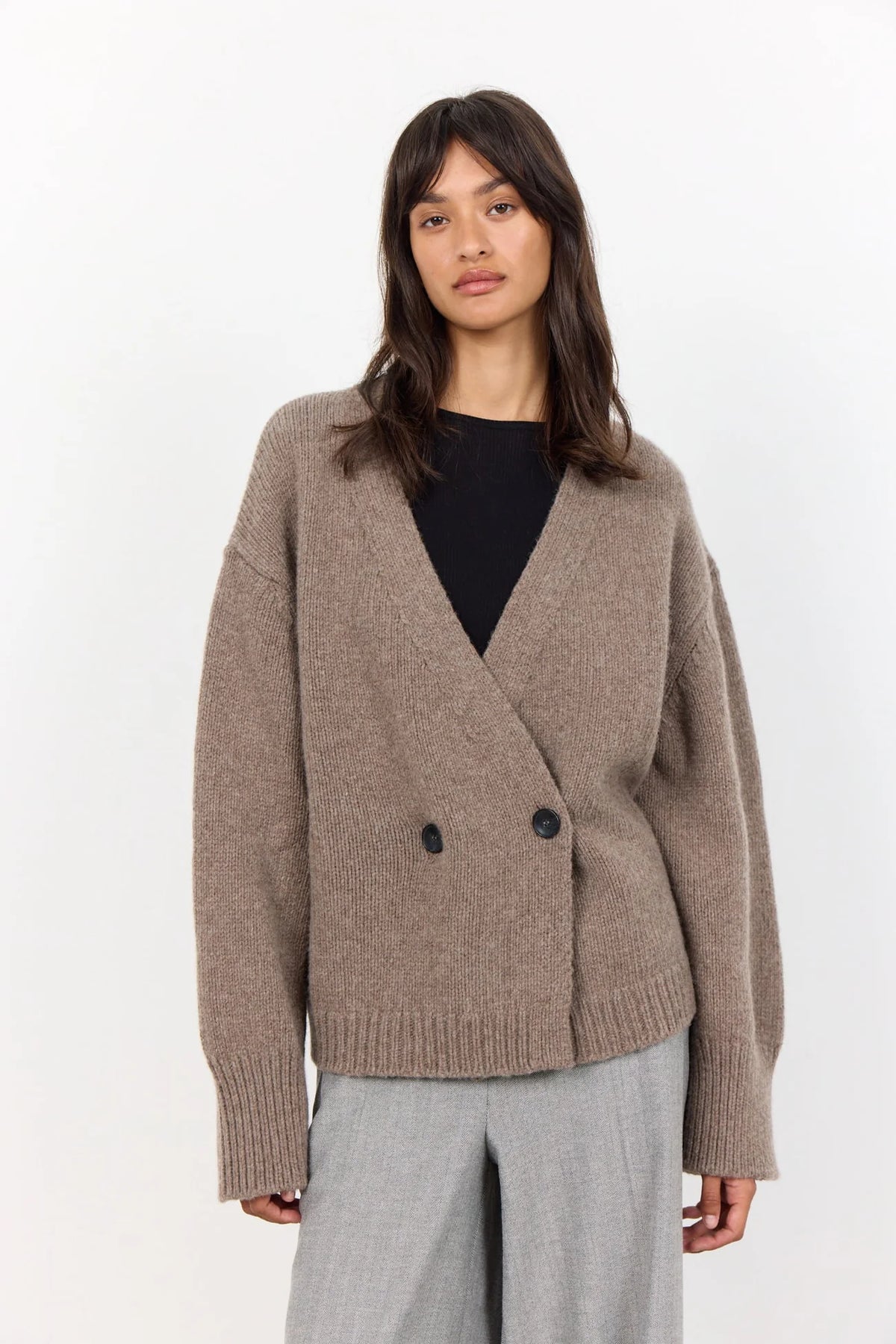 Perle 6 Cardigan - Dark Sand