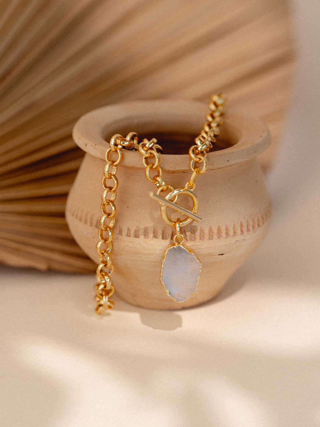 Deity Moonstone Necklace - Gold Plating