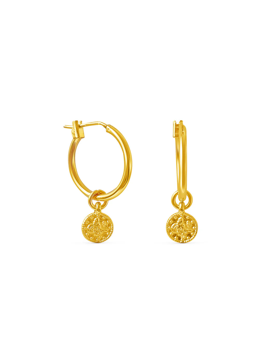 Hestia Coin Hoops - Gold Plating