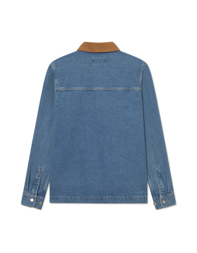 Layton Washed Denim Overshirt - Light Blue Denim