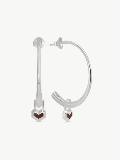 Daryl Small Charm Hoops - Sterling Silver/Tigers Eye