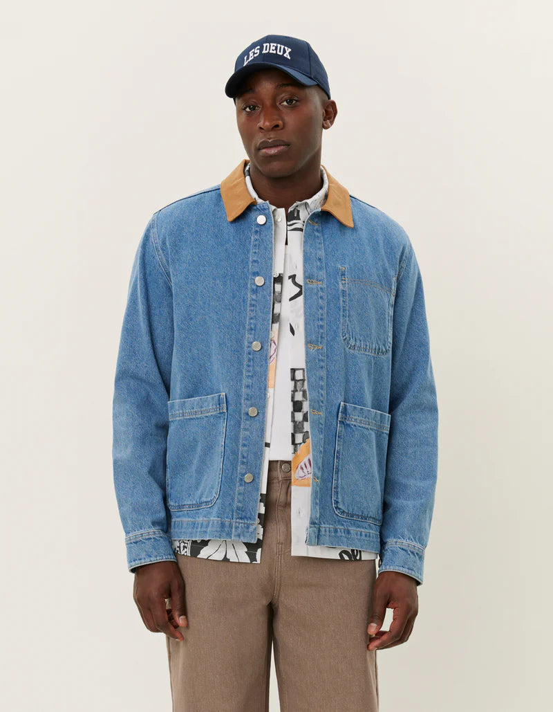 Layton Washed Denim Overshirt - Light Blue Denim