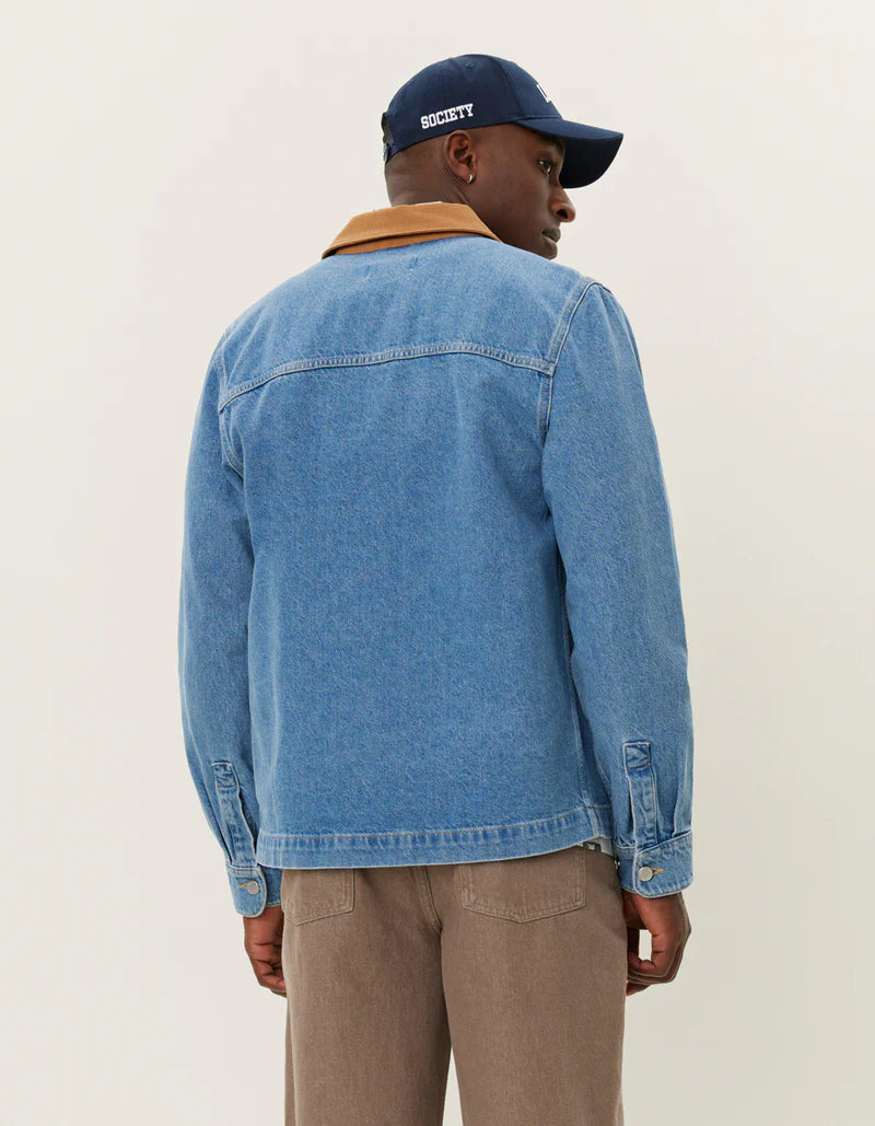 Layton Washed Denim Overshirt - Light Blue Denim