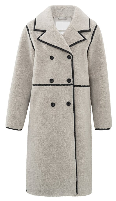 Long Teddy Faux Shearling Coat - Dove Gray