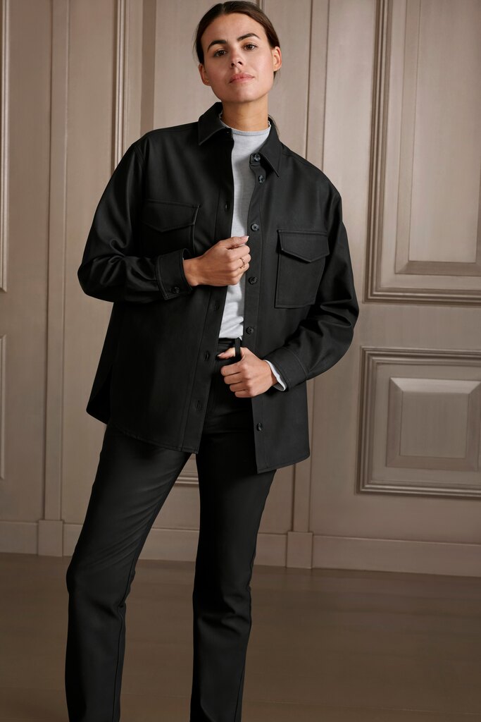 Faux Leather Shirt - Anthracite Melange