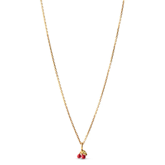 Cherry Necklace - Gold/Red