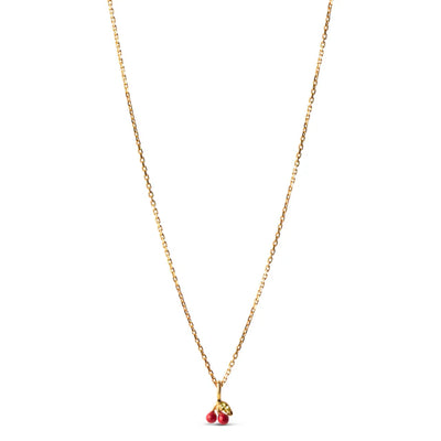 Cherry Necklace - Gold/Red