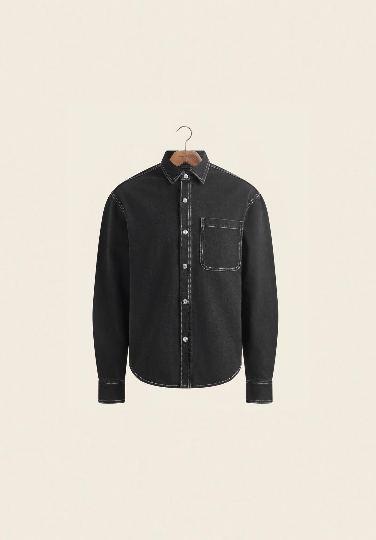 Power Logo Topstitch Shirt - Jet Black Wash