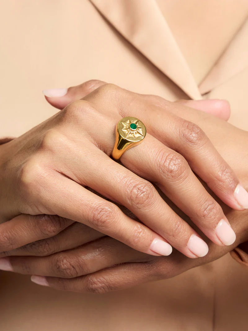 Astrid Ring - Gold/Green Malachite