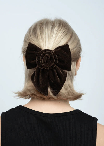 Rosie Velvet Bow - Brown