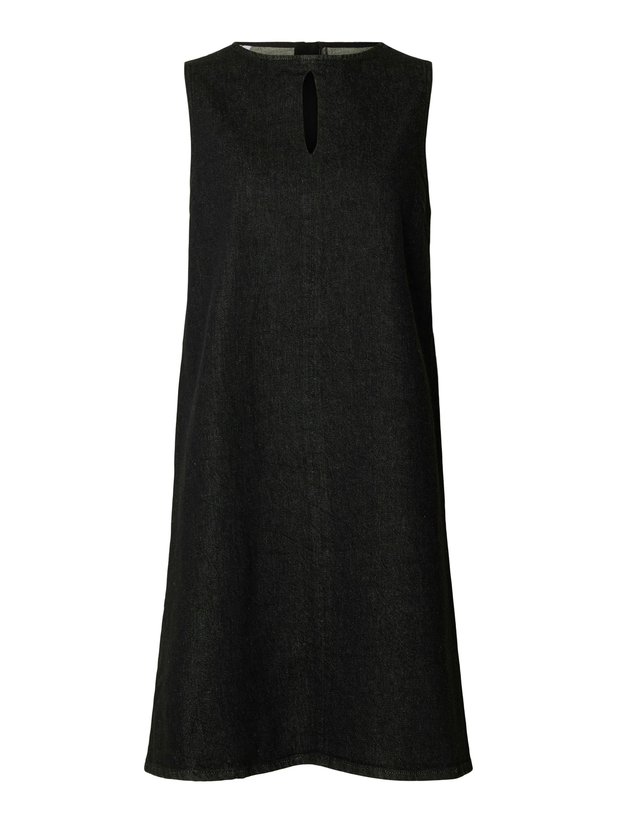 Cora Short O Neck Dress - Black Denim