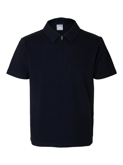 Sander Seersucker Zip Polo - Sky Captain