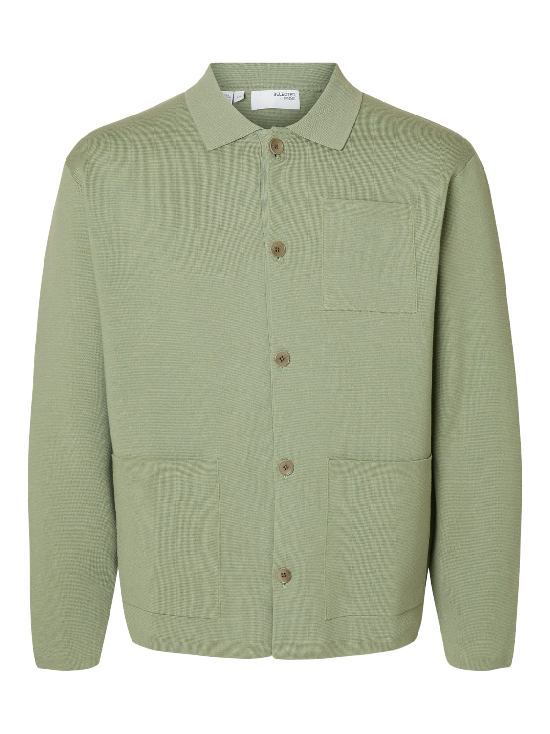 Mike Light Knit Relaxed Polo Cardigan - Iceberg Green