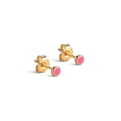 Enamel Dot Studs - Pink