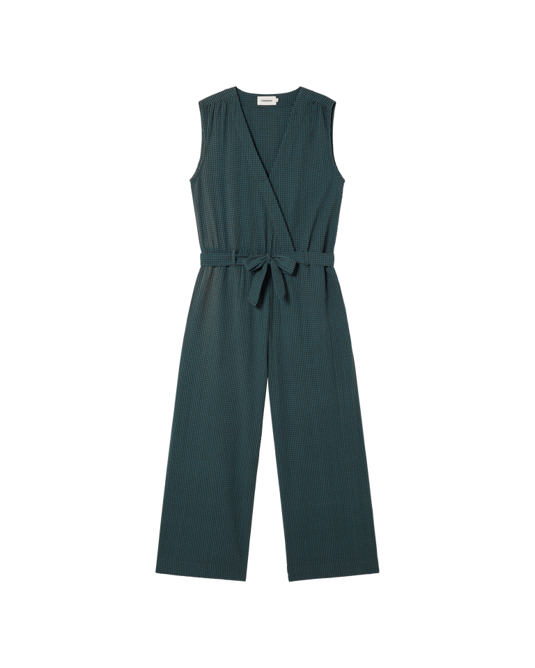 Winona Jumpsuit - Green Seersucker