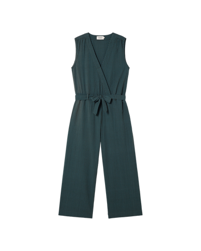 Winona Jumpsuit - Green Seersucker