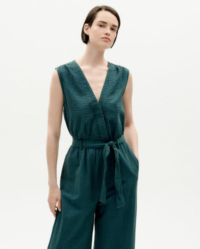 Winona Jumpsuit - Green Seersucker