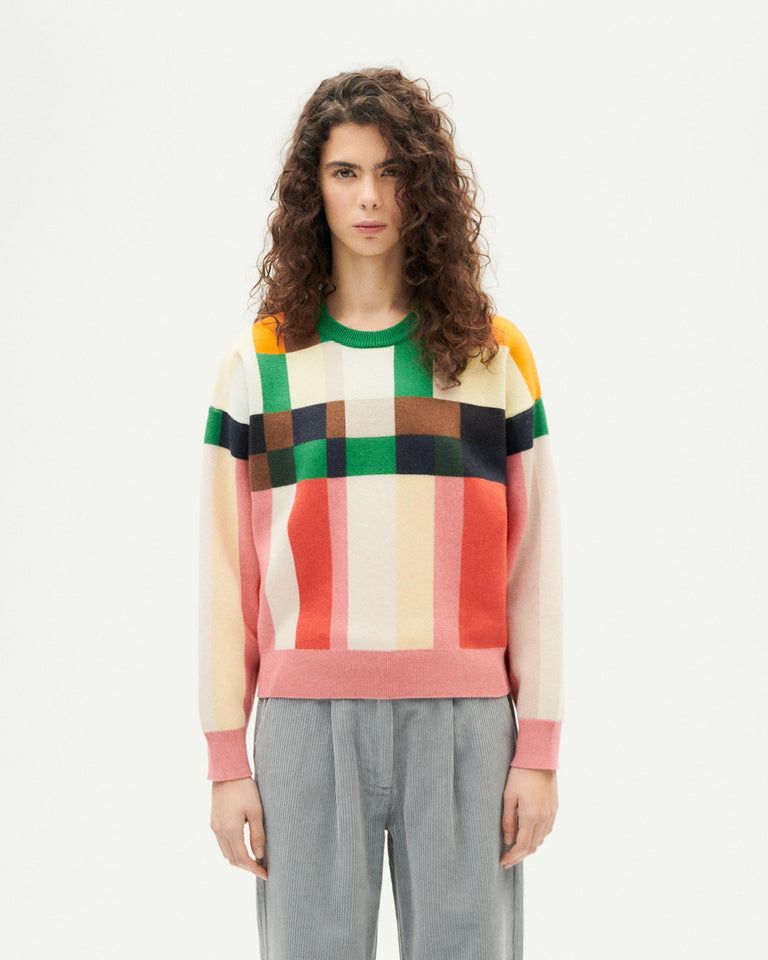 Grid Philis Merino Wool Knitted Sweater - Multicolour