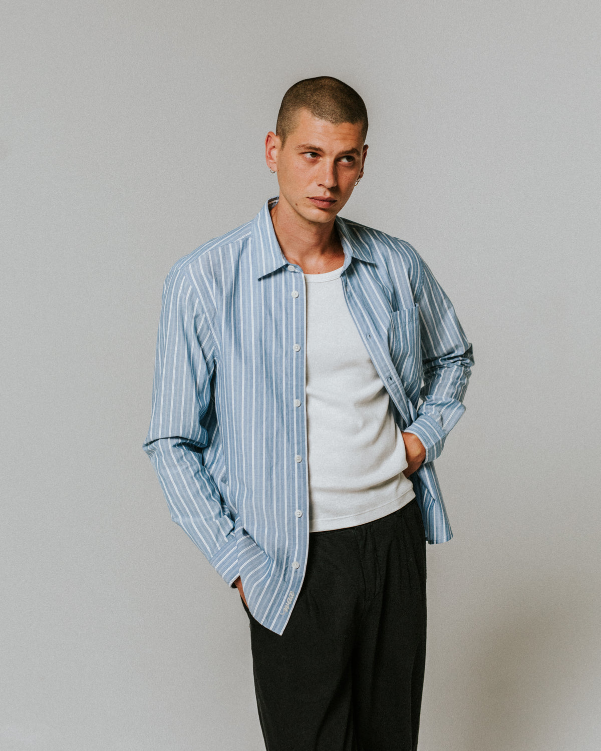 Rove Poplin Stripe Shirt - Blue