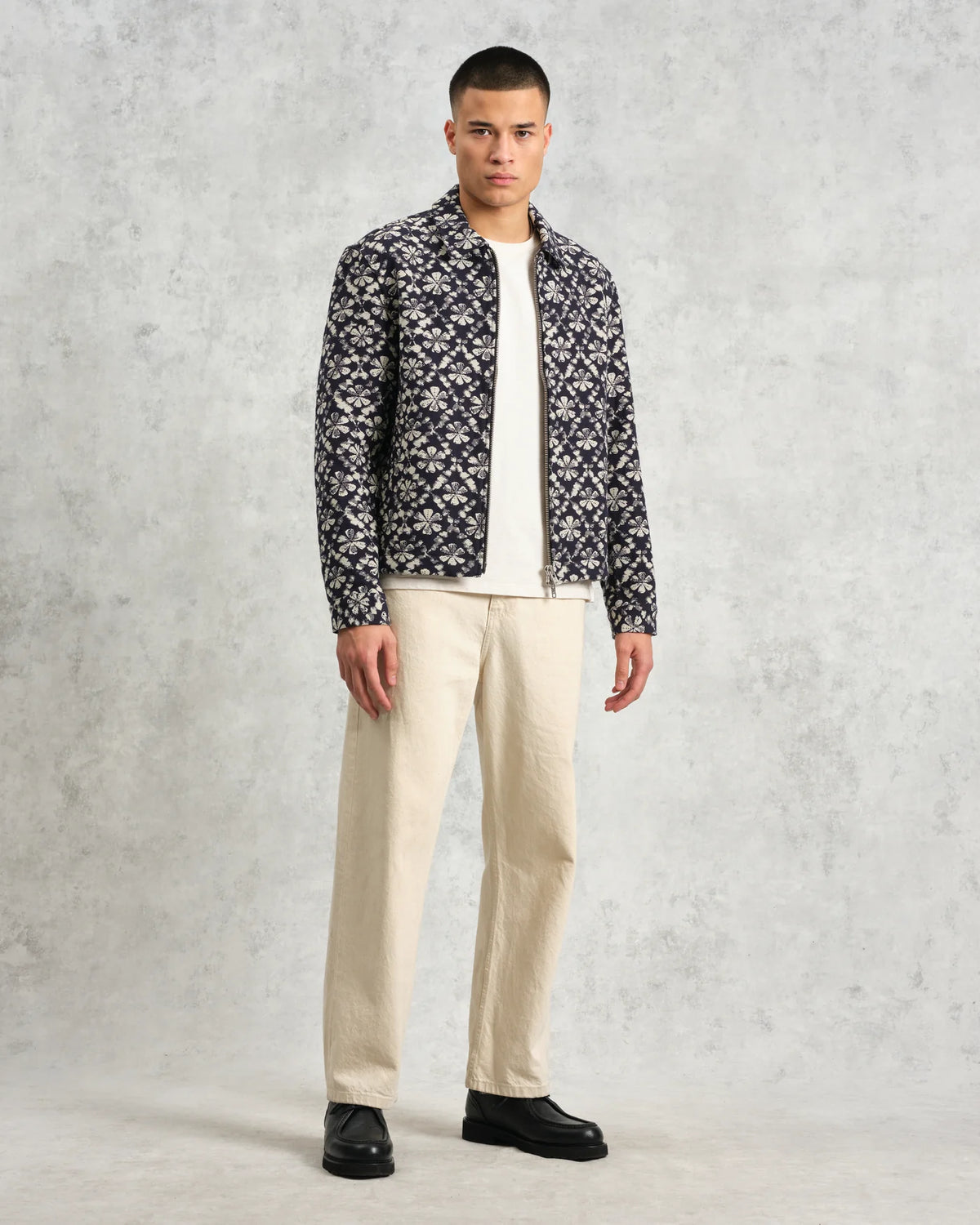 Eldon Jacket - Navy Flower Stamp Jacquard