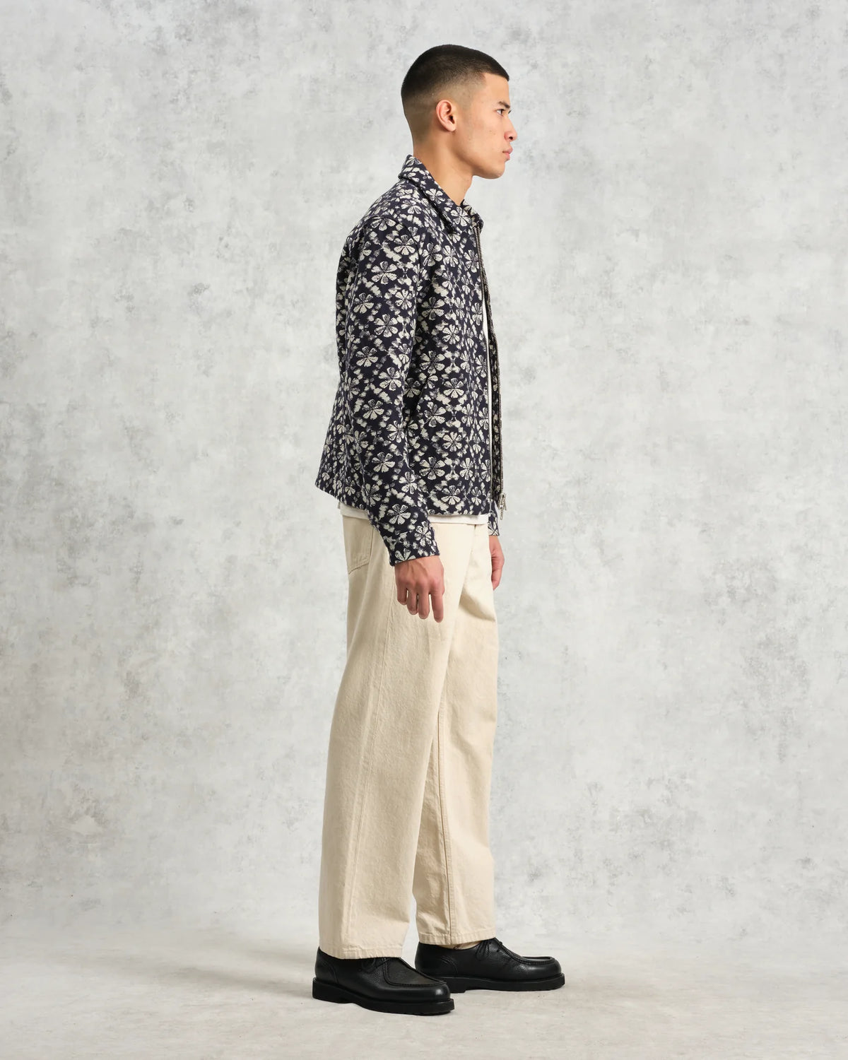 Eldon Jacket - Navy Flower Stamp Jacquard