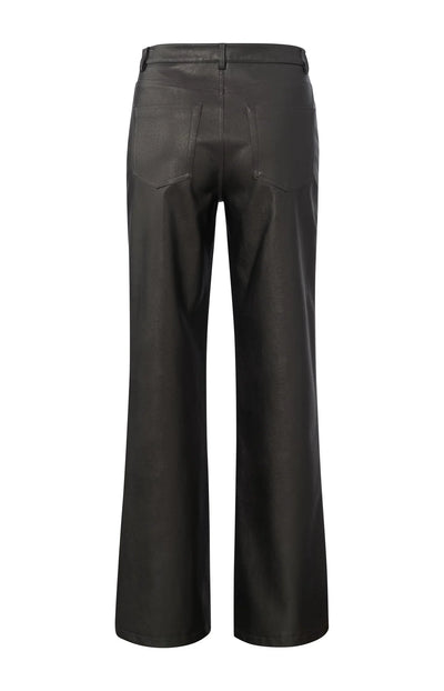 Metallic Faux Leather Wide Leg Trousers - Anthracite Silver