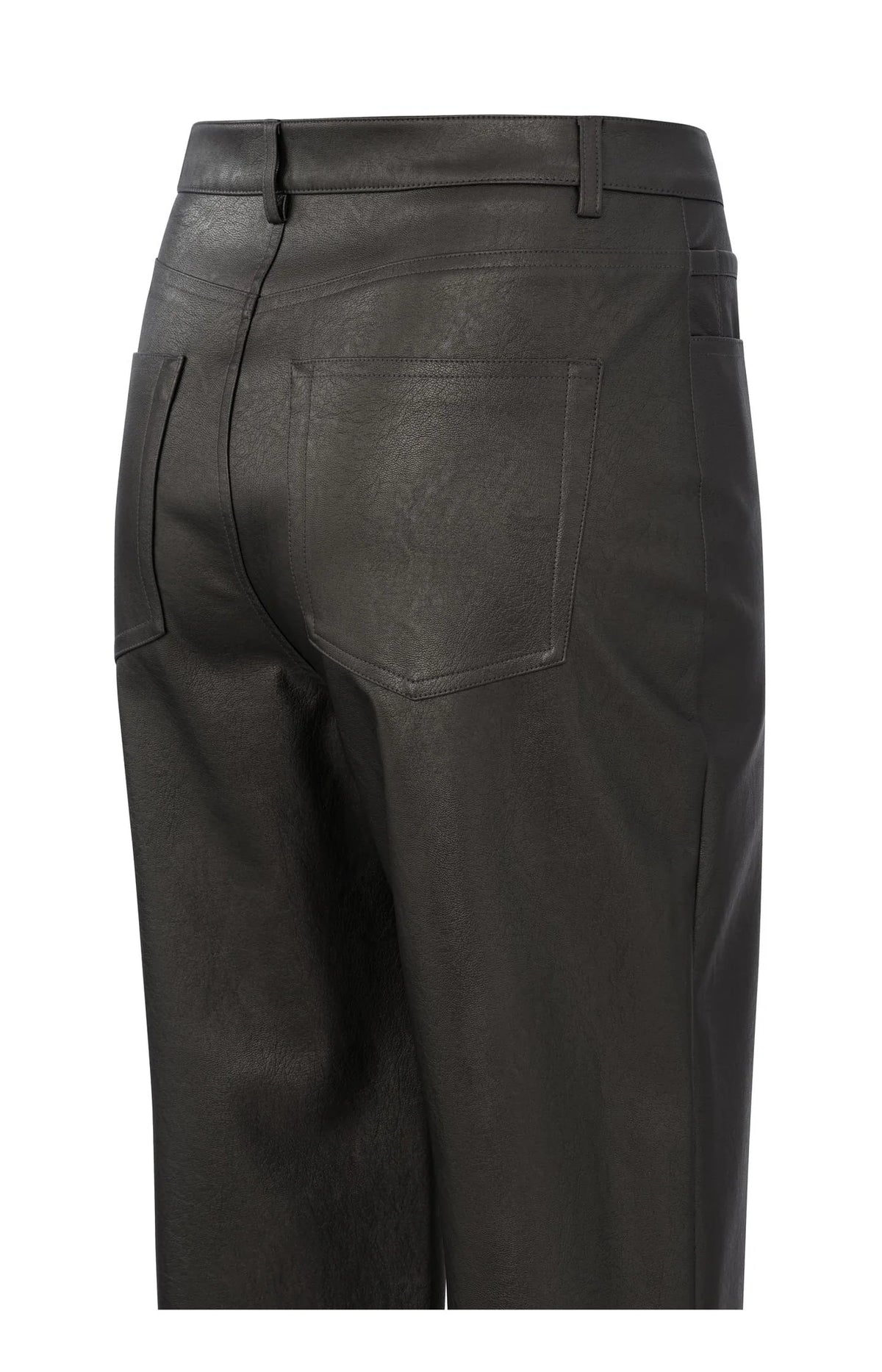 Metallic Faux Leather Wide Leg Trousers - Anthracite Silver