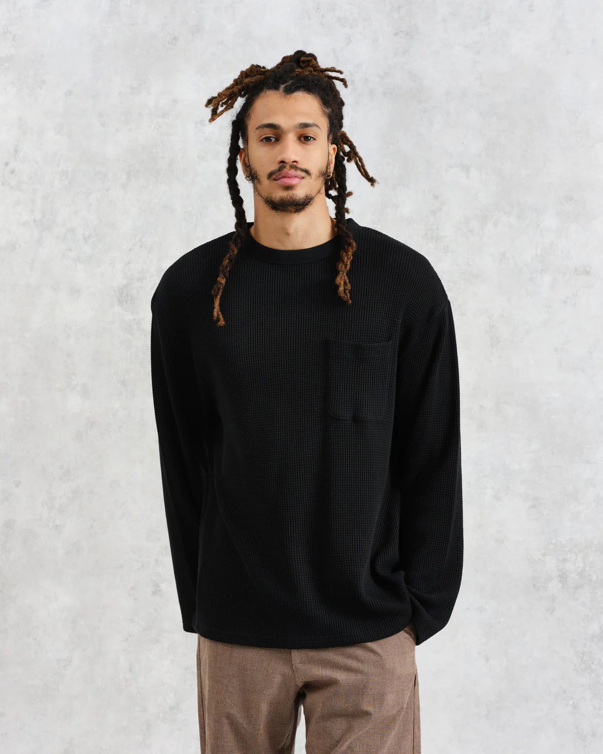 Moore Heavy Waffle L/S T-Shirt - Black