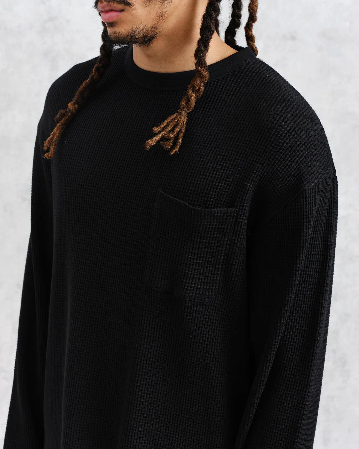 Moore Heavy Waffle L/S T-Shirt - Black