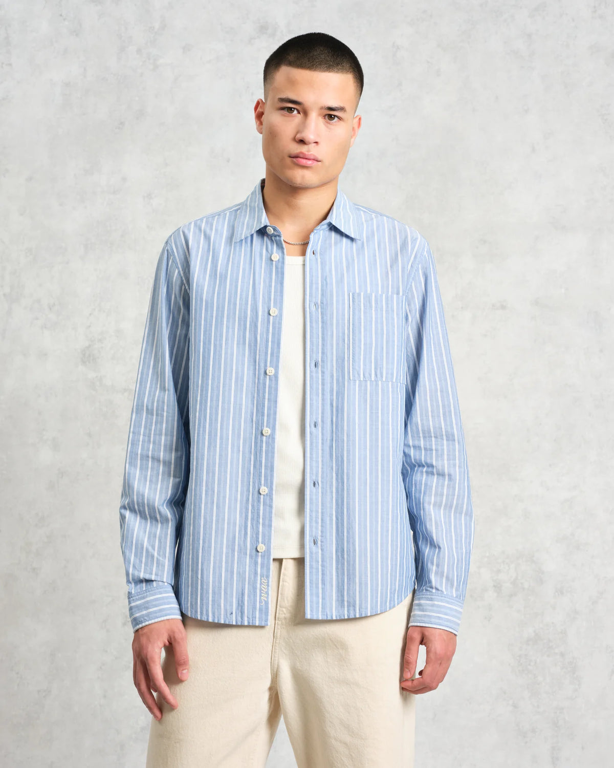 Rove Poplin Stripe Shirt - Blue