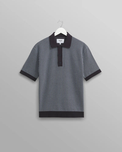 Turin Polo - Navy Ladder Stripe