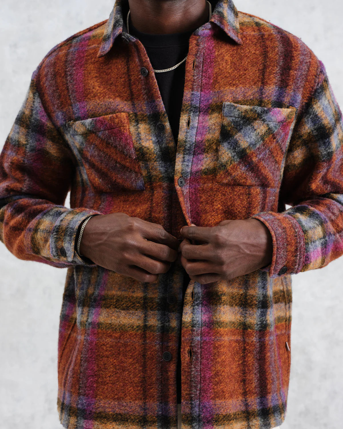 Whiting Wool Check Overshirt - Multicolour